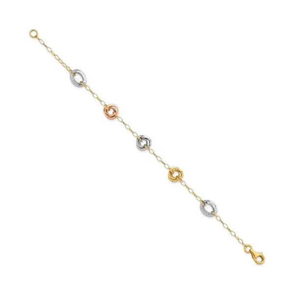 14 Karat Tricolor Love Knot Bracelet Length Image 3 Quality Gem LLC Bethel, CT