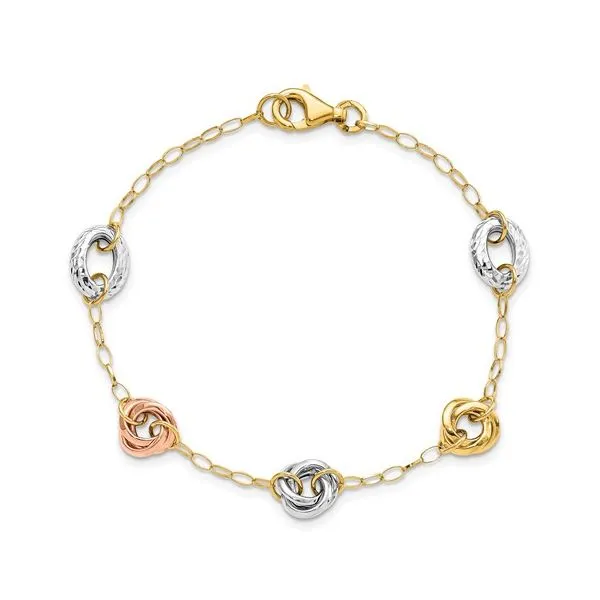 14 Karat Tricolor Love Knot Bracelet Length Quality Gem LLC Bethel, CT