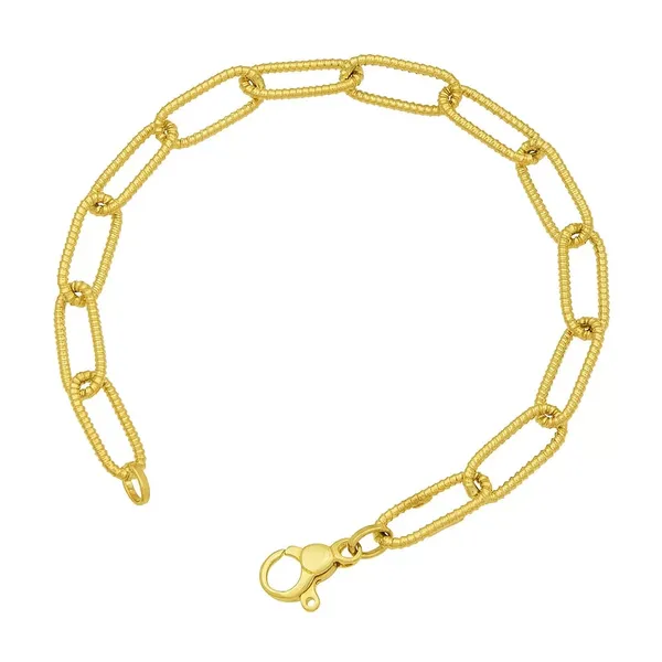 14K Yellow Gold Textured Paperclip Bracelet Quality Gem LLC Bethel, CT