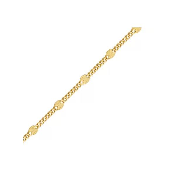 14K Yellow Gold Paque and Curb Bracelet Length 7.25 Inches Quality Gem LLC Bethel, CT