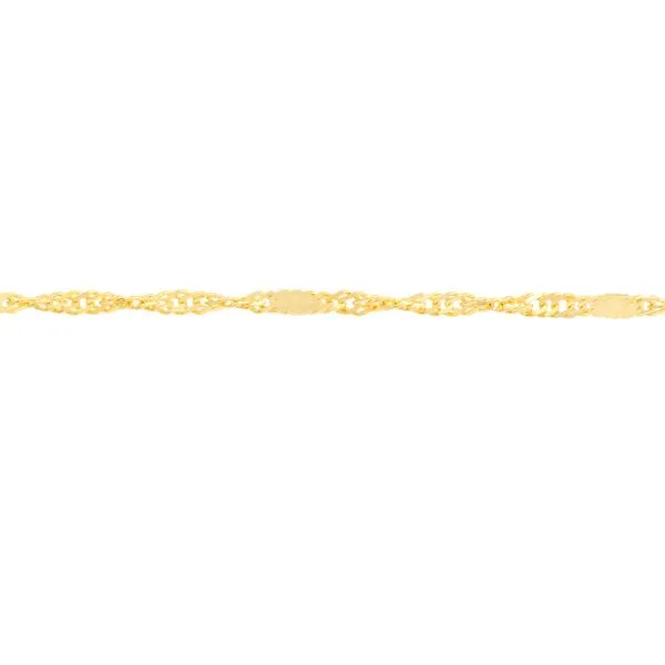 14K Yellow Gold Singapore Flat Saturn Ankle Bracelet Length 10 Inches Image 2 Quality Gem LLC Bethel, CT