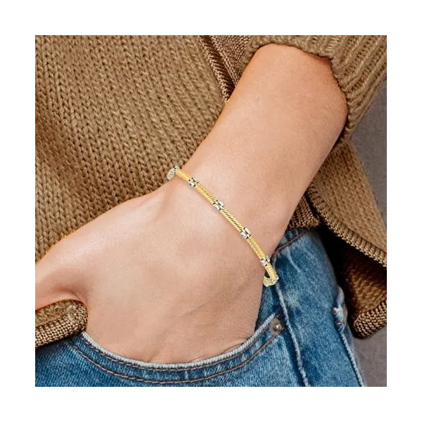 14K Two Tone Twisted Hinge Bracelet Length 7.75 Inches Image 2 Quality Gem LLC Bethel, CT