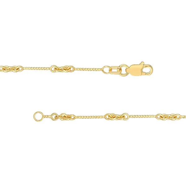 14K Yellow Gold Twisted Bar Cable Ankle Bracelet Length 10 Inches Image 2 Quality Gem LLC Bethel, CT