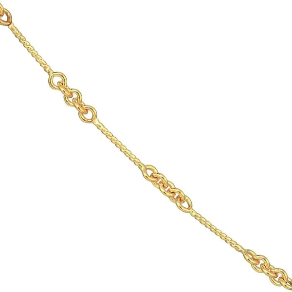 14K Yellow Gold Twisted Bar Cable Ankle Bracelet Length 10 Inches Quality Gem LLC Bethel, CT