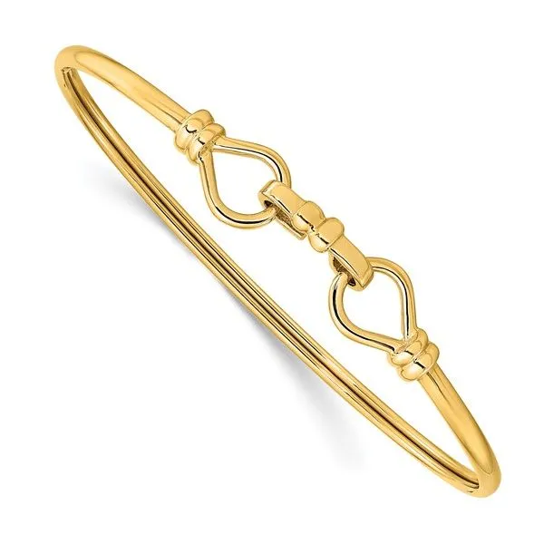 14K Yellow Gold Fancy Flexible Hook Bangle Bracelet Length 7 Inches Quality Gem LLC Bethel, CT