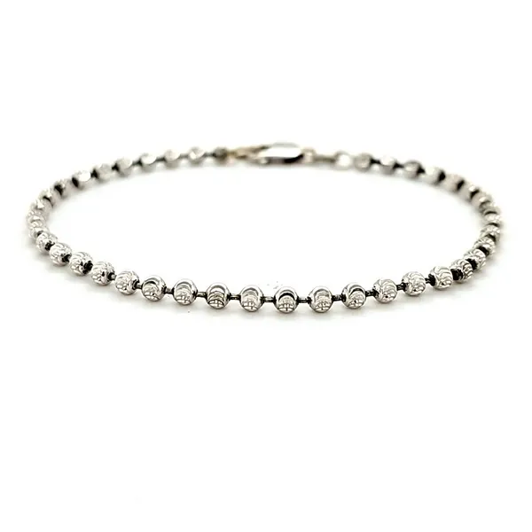 14K White Gold Moon Cut Bead Bracelet Length 7 Inches Quality Gem LLC Bethel, CT