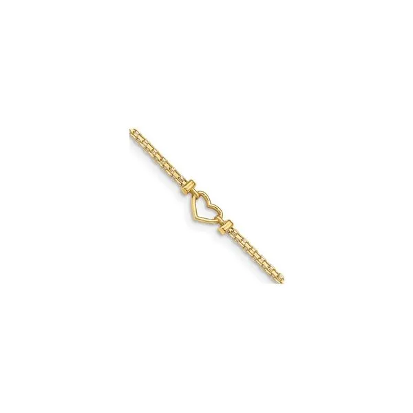 14K Yellow Gold Open Heart Bismark Anklet Bracelet Length 10 Inches Quality Gem LLC Bethel, CT