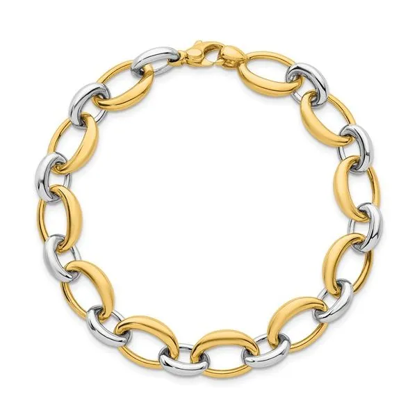 14K Yellow Gold Two Tone Fancy Link Bracelet Quality Gem LLC Bethel, CT