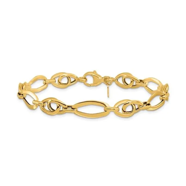 14K Yellow Gold Fancy Link Bracelet Length 7.5 Inches Image 2 Quality Gem LLC Bethel, CT