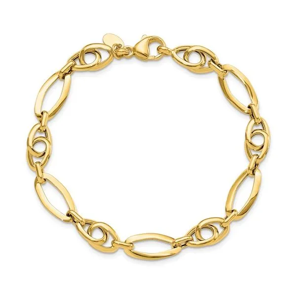 14K Yellow Gold Fancy Link Bracelet Length 7.5 Inches Quality Gem LLC Bethel, CT