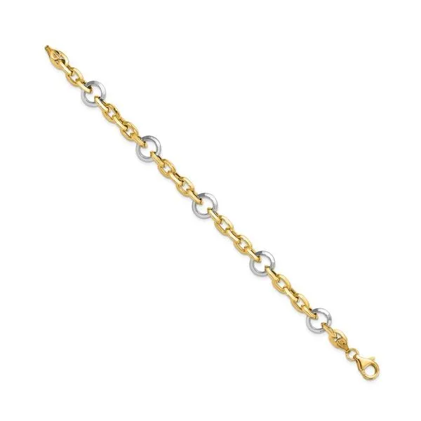 14K Yellow & White Gold Link Bracelet length 7 Inches Image 3 Quality Gem LLC Bethel, CT