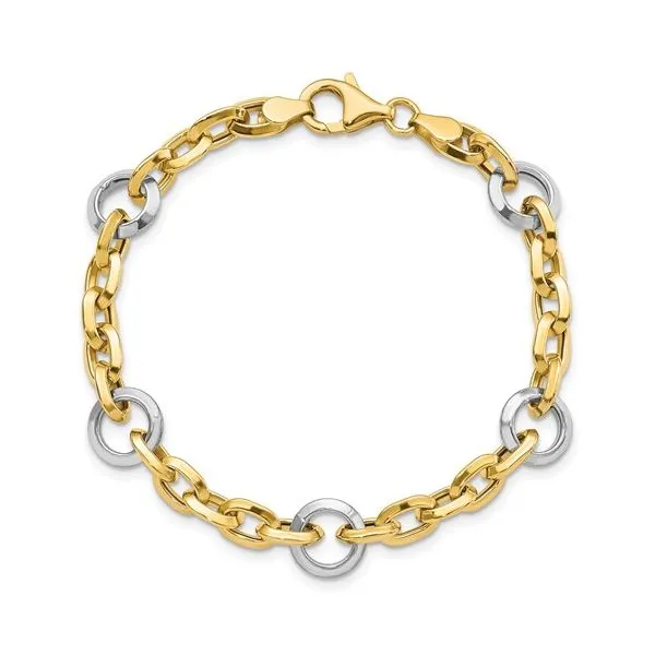 14K Yellow & White Gold Link Bracelet length 7 Inches Quality Gem LLC Bethel, CT
