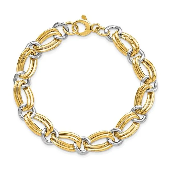 14K Two Tone Fancy Link Bracelet Length 7.5 Inches Image 2 Quality Gem LLC Bethel, CT