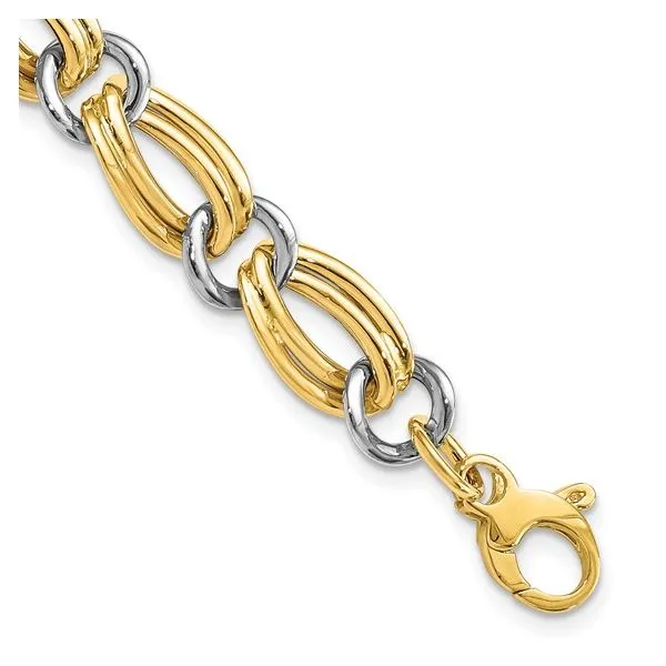 14K Two Tone Fancy Link Bracelet Length 7.5 Inches Image 3 Quality Gem LLC Bethel, CT
