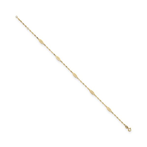 14K Yellow Gold Fancy Filigree Ankle Bracelet Image 2 Quality Gem LLC Bethel, CT