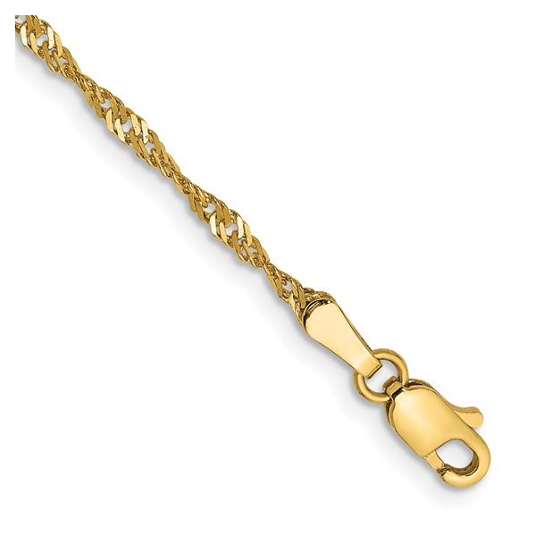 14K Yellow Gold 1.7Mm Singapore Ankle Bracelet Length 10 Inches Quality Gem LLC Bethel, CT
