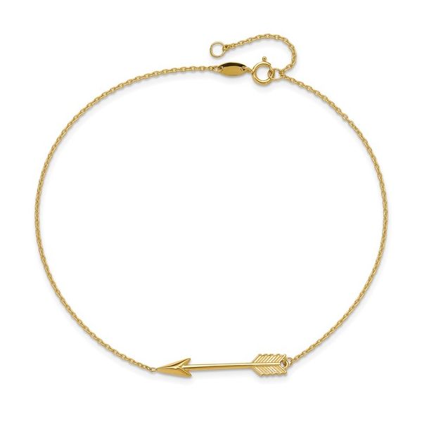 14K Yellow Gold Arrow Ankle Bracelet Length 10 Inches Quality Gem LLC Bethel, CT