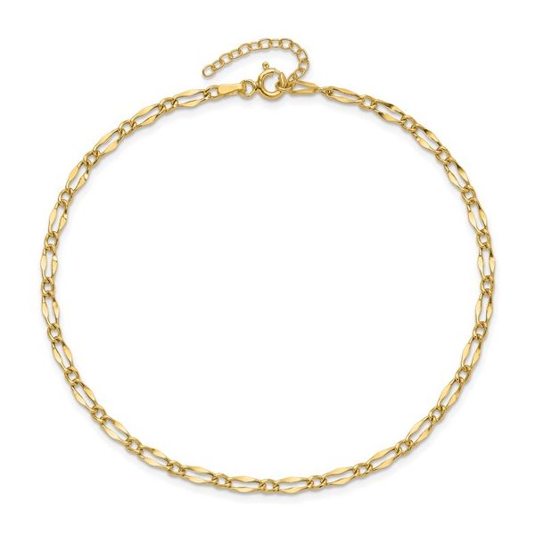 14K Yellow Gold Fancy Link Ankle Bracelet Length 10 Inches Quality Gem LLC Bethel, CT