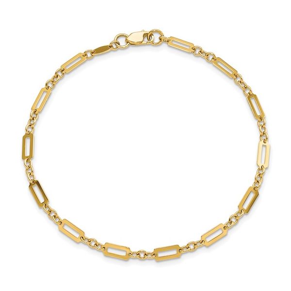 14K Yellow Gold Fancy Rectangle Link Bracelet Length 7.5 Inches Quality Gem LLC Bethel, CT