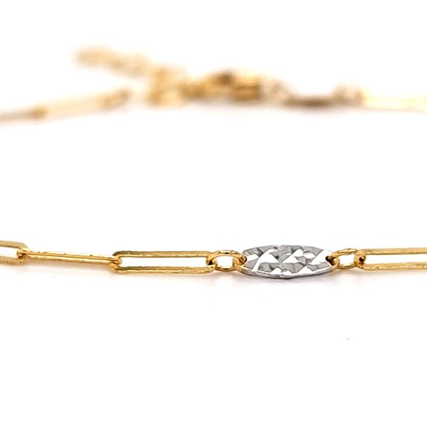 14K Two Tone Ovals And Paperclip Bracelet Length 6.5-7.5 Inches Adjustable Image 2 Quality Gem LLC Bethel, CT