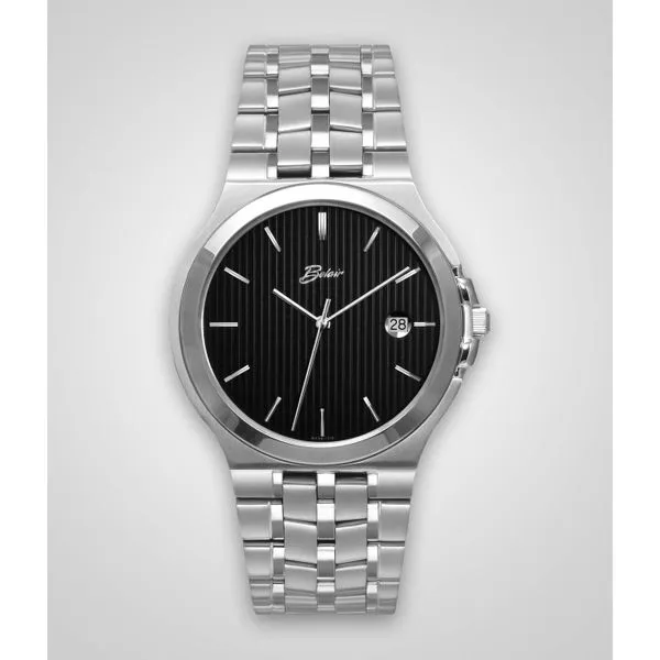 Stainless Steel Belair Watch with Black Dial and Date Quality Gem LLC Bethel, CT