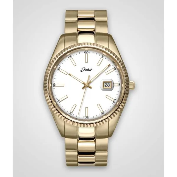Goldtone Belair Watch with White Dial Quality Gem LLC Bethel, CT