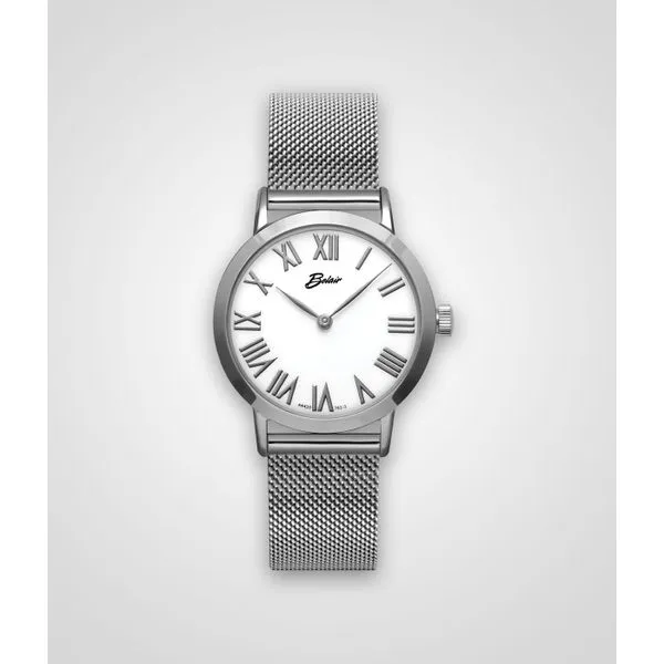 Stainless Steel Watch with Mesh Band, White Dial and Sapphire Crystal Quality Gem LLC Bethel, CT