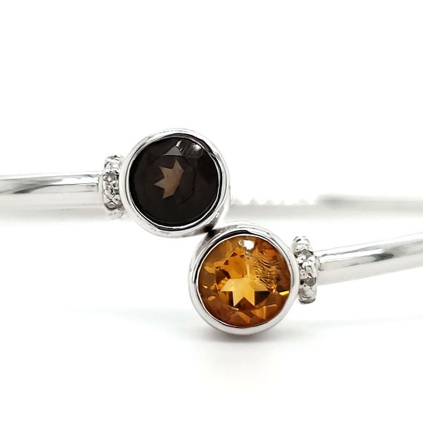 Sterling Silver Smoky Quartz & Citrine Bangle Bracelet Image 2 Quality Gem LLC Bethel, CT