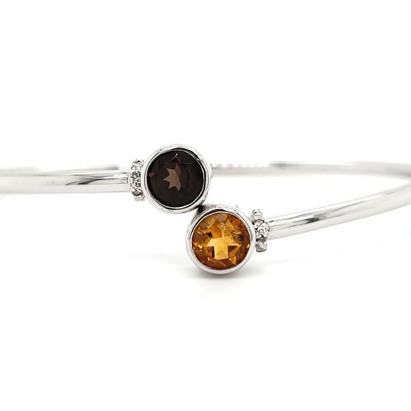 Sterling Silver Smoky Quartz & Citrine Bangle Bracelet Image 3 Quality Gem LLC Bethel, CT