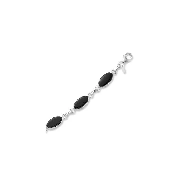 Sterling Silver Onyx Link Bracelet Image 2 Quality Gem LLC Bethel, CT