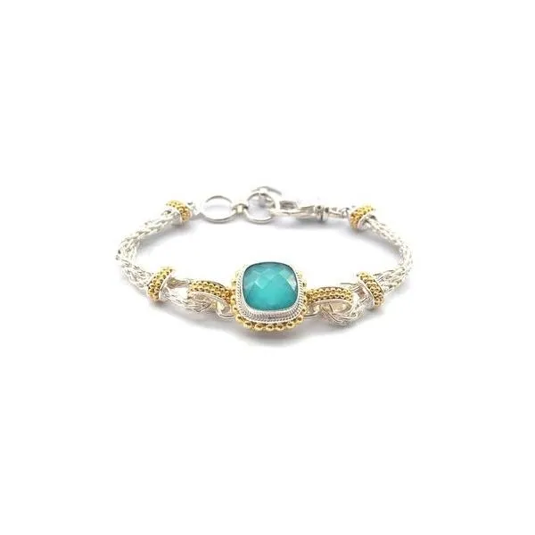 Sterling Silver 18K Gold Vermeil Bali Crystal Quartz over Turquoise Bracelet Quality Gem LLC Bethel, CT