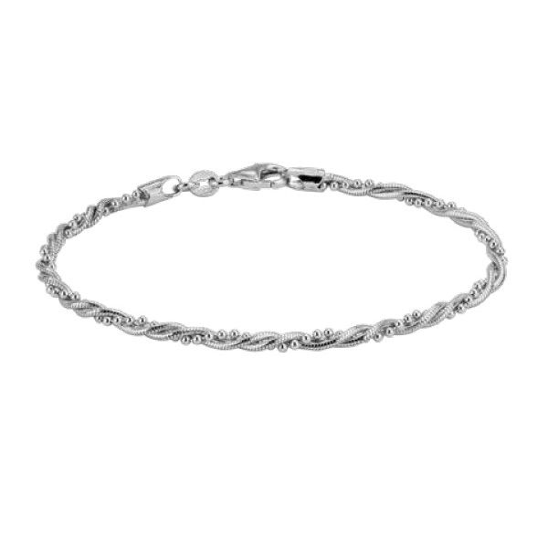Sterling Silver Twisted Beads Bracelet Quality Gem LLC Bethel, CT