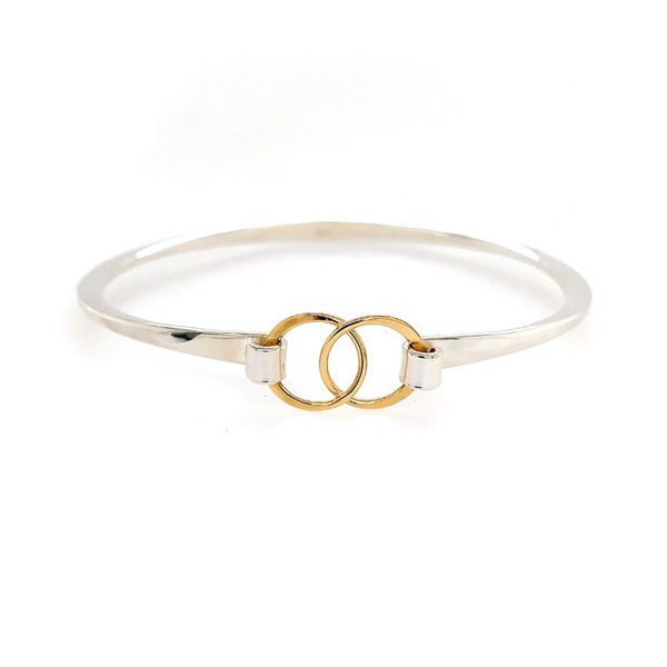 Sterling Silver & 14K Yellow Gold Double Ring Buckle Bracelet Image 2 Quality Gem LLC Bethel, CT
