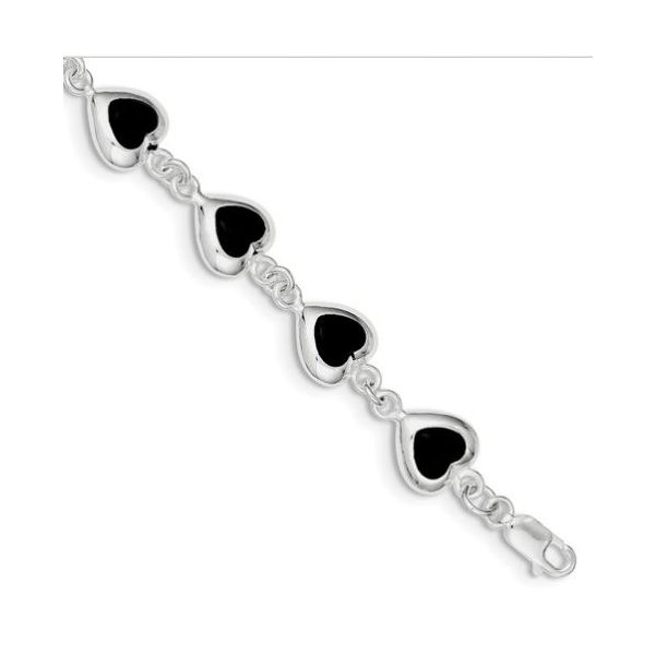 Sterling Silver Onyx Heart Bracelet Quality Gem LLC Bethel, CT