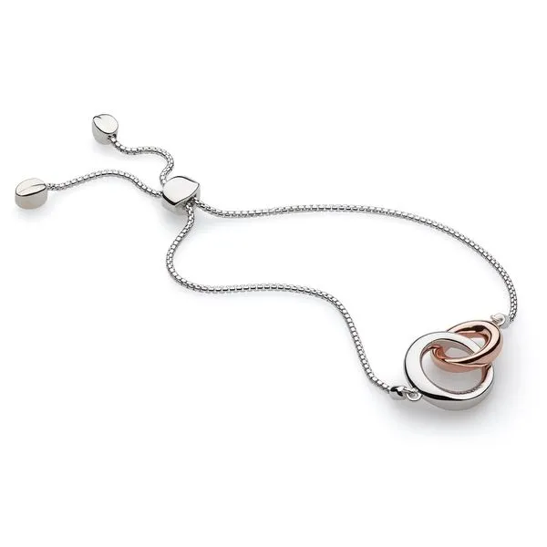 Sterling Silver & 18K Rose Gold Plate Interlocking Circle Toggle Bracelet Quality Gem LLC Bethel, CT
