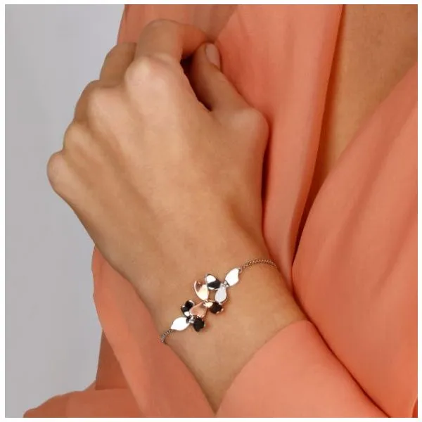 Sterling Silver & 18K Rose Gold Plate Trio Blossom Toggle Bracelet Image 2 Quality Gem LLC Bethel, CT