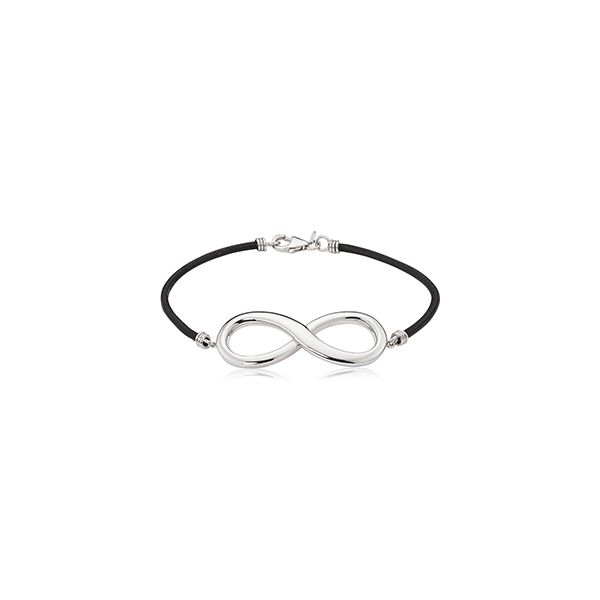 Sterling Silver Infinity With Leather Strap Bracelet Quality Gem LLC Bethel, CT