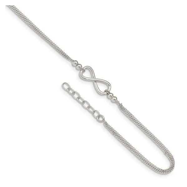 Sterling Silver Double Strand Infinity Ankle Bracelet Quality Gem LLC Bethel, CT