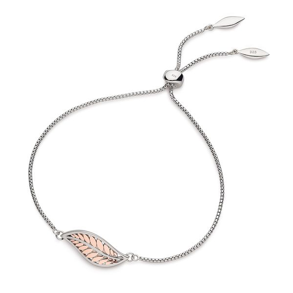 Sterling Silver & 18K Rose Gold Plate Blossom Eden Blush Leaf Toggle Bracelet Quality Gem LLC Bethel, CT