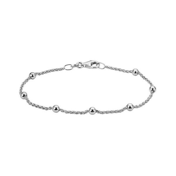 Sterling Silver Wheat Chain With Beads Bracelet Quality Gem LLC Bethel, CT