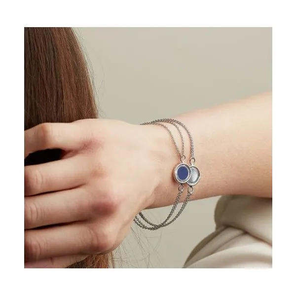 Sterling Silver Reversible Lapis Lazuli & Mother of Pearl Spinner Bracelet Image 2 Quality Gem LLC Bethel, CT