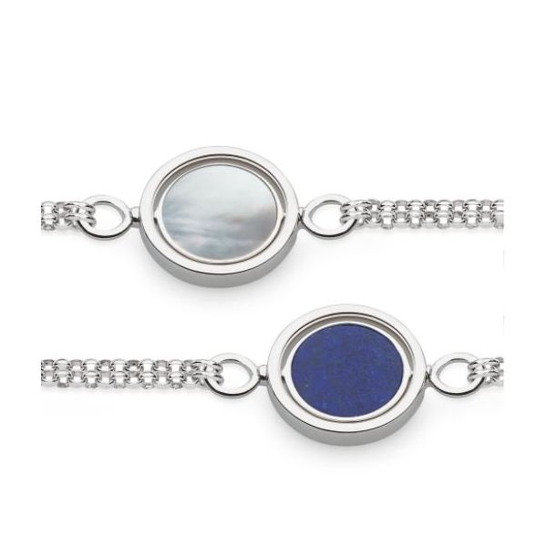 Sterling Silver Reversible Lapis Lazuli & Mother of Pearl Spinner Bracelet Image 3 Quality Gem LLC Bethel, CT