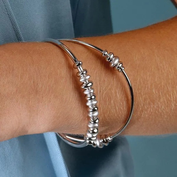 Sterling Silver Coast Tumble Sand Three Station Bangle Bracelet Image 2 Quality Gem LLC Bethel, CT