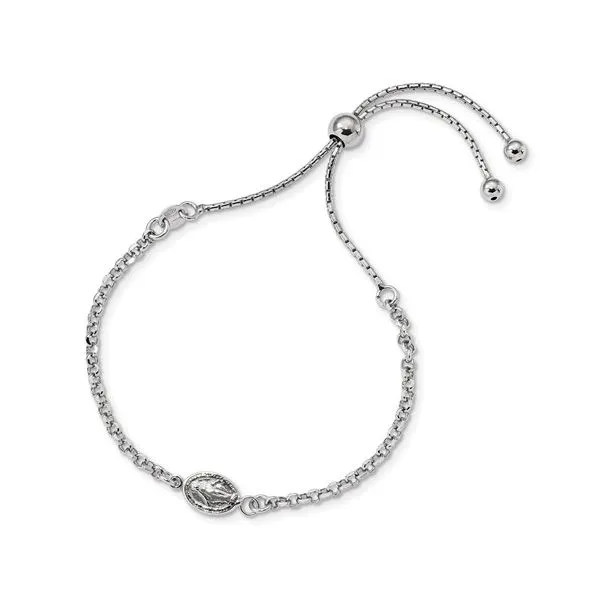 Sterling Silver Miraculous Medal Bolo Bracelet Adjustable 4-9 Inches Quality Gem LLC Bethel, CT
