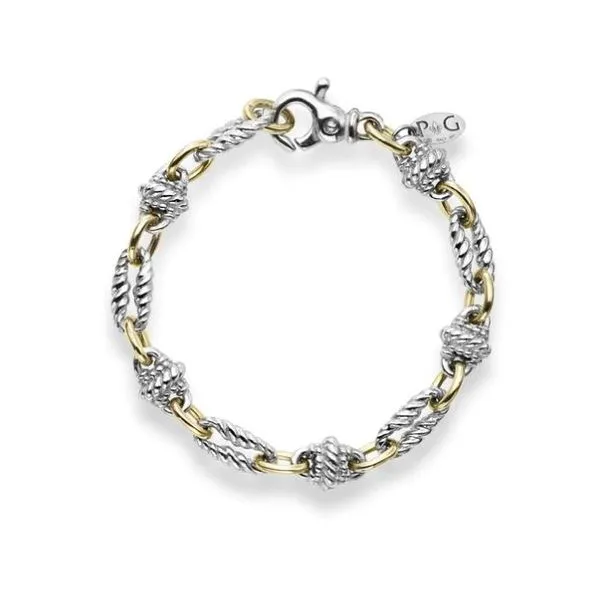 Sterling Silver & 18K Yellow Gold Italian Cable Victorian Link Bracelet Length 7.5 Inches Quality Gem LLC Bethel, CT