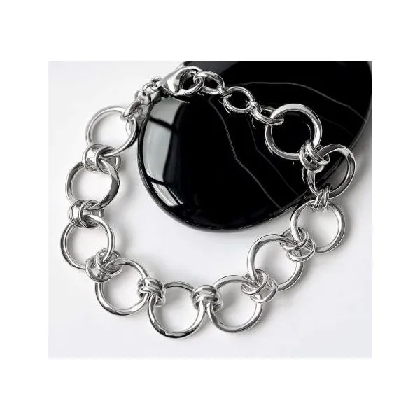 Sterling Silver Rhodium Plated Bevel Cirque Grande Bracelet Length 8 Inches Image 3 Quality Gem LLC Bethel, CT