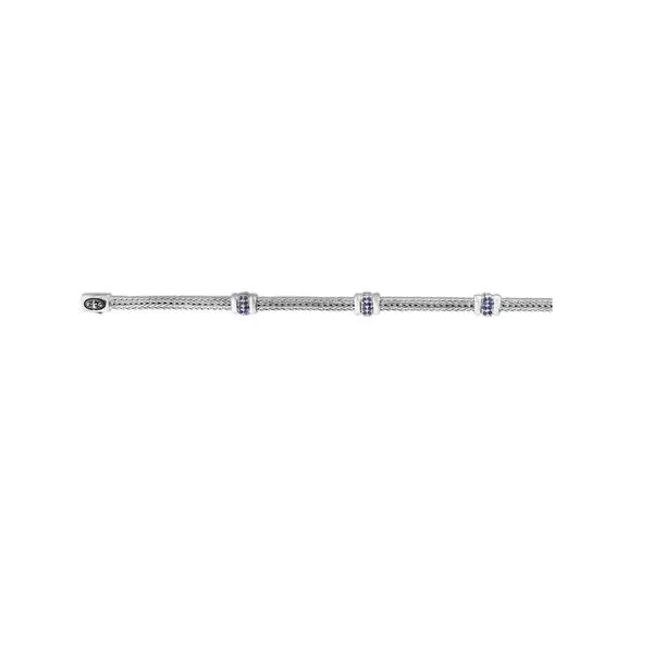 Sterling Silver Woven Mesh 3 Station Sapphire Bracelet Length 7 Inches Quality Gem LLC Bethel, CT