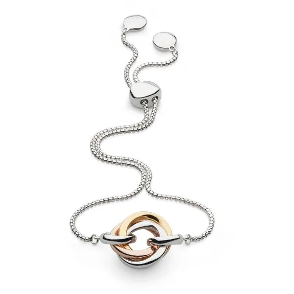 Sterling Silver and 18K Rose And Yellow Gold Plate Bevel Trilogy Toggle Bracelet Quality Gem LLC Bethel, CT