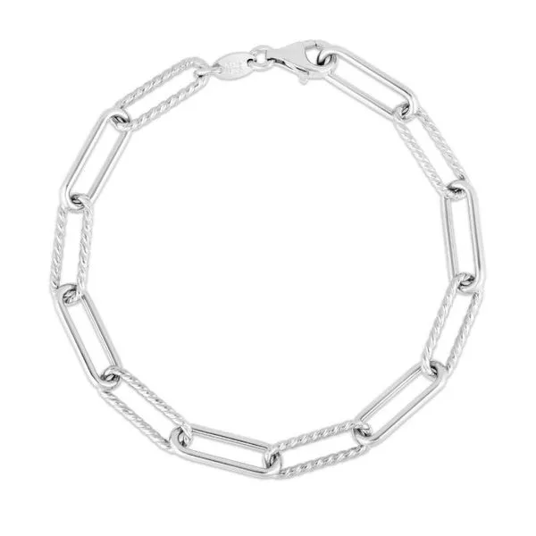 Sterling Silver Rhodium Plated Twisted Cable Paperclip Bracelet Length 7.5 Inches Quality Gem LLC Bethel, CT