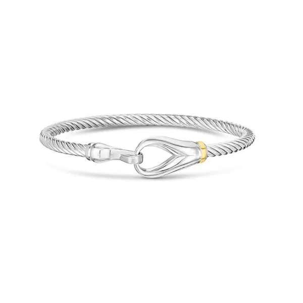 Sterling Silver & 18K Yellow Gold Nautical Hook Bangle Bracelet Length 7.5 Inches Quality Gem LLC Bethel, CT